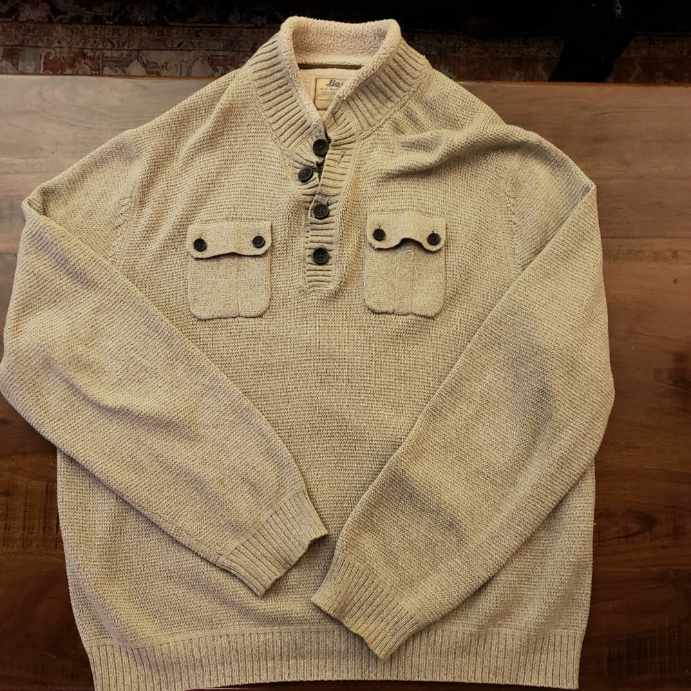 Bass Men's Tan Button-Up Sweater - Picture 3 of 5